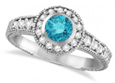 Bezel Blue Diamond Engagement Ring