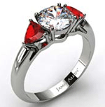 18k White Three Stone Trillion Shaped Ruby Engagement Ring