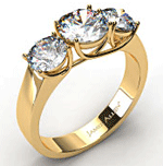 18k Yellow Gold Three Stone Cross Prong Engagement Ring
