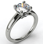 Prong Set Solitaire Double Leaf Engagement Ring