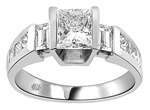 Bar Set Diamond 14k White Gold Engagement Ring