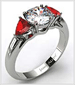 Three Stone Trillion-Shaped Ruby Engagement Ring