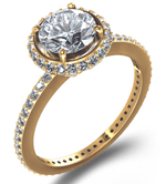 Halo Pave Set Diamond 14k Yellow Gold Engagement Ring